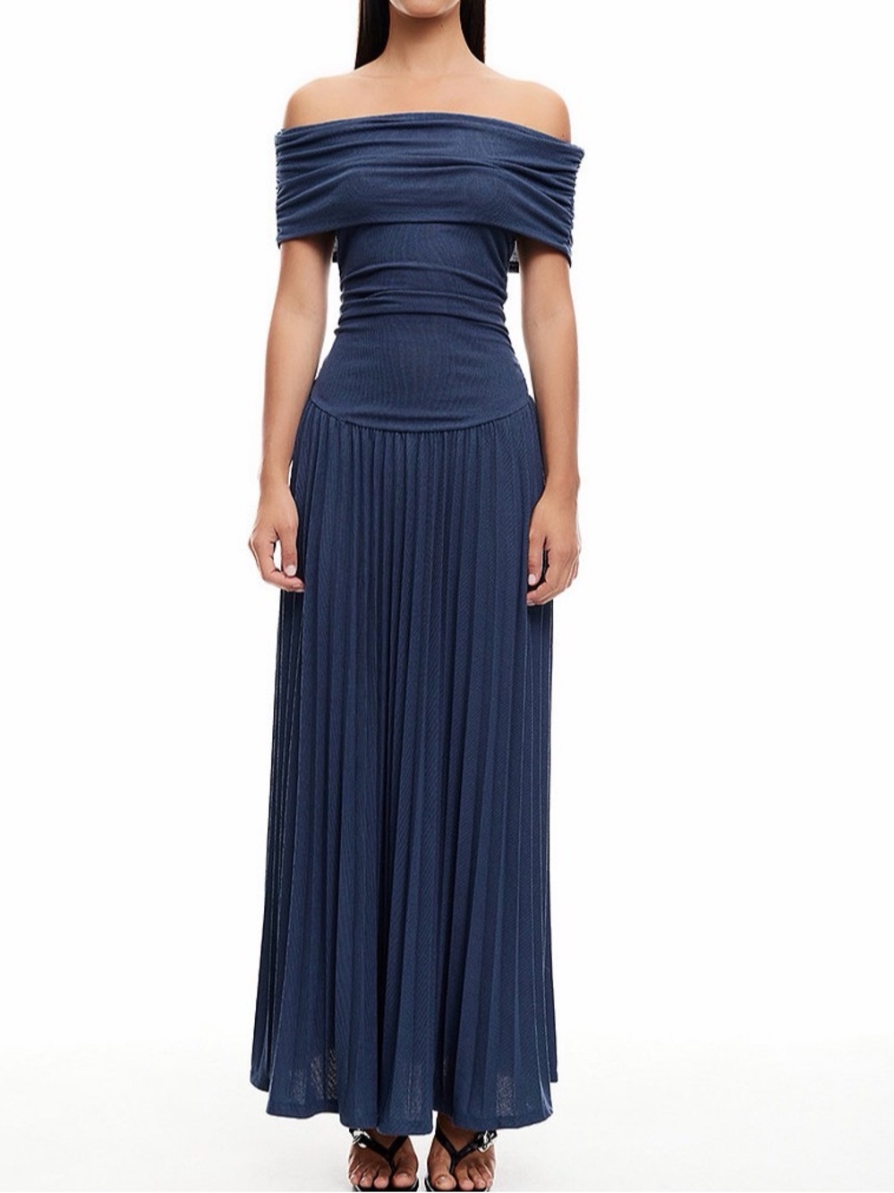 Lioness Off-Shoulder Navy Maxi Dress